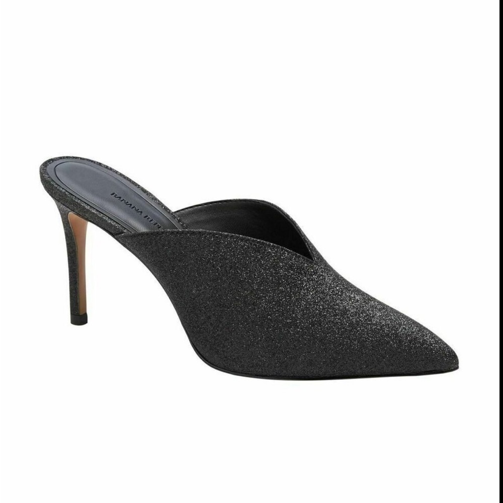 Banana Republic Glitter Mule Pump in Black Size 8.5